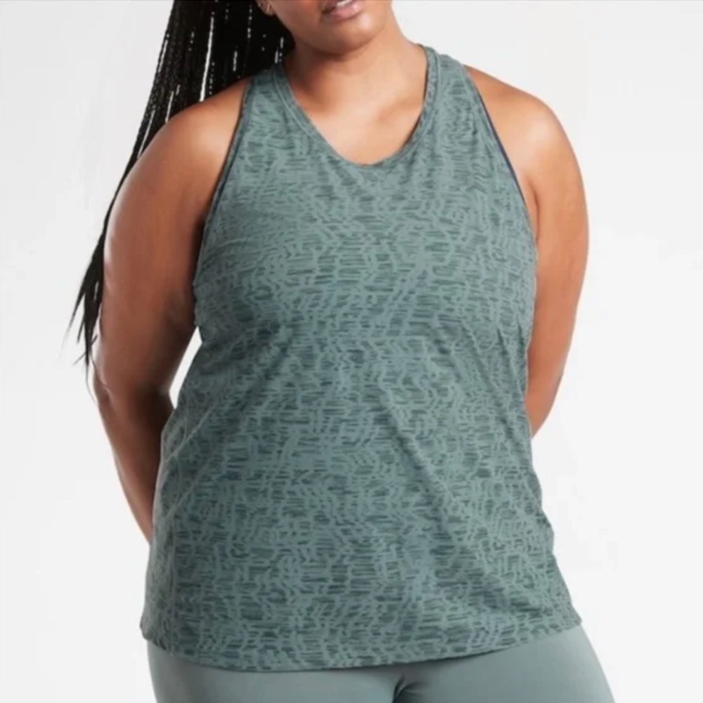 Athleta - Ultimate Train Printed Teal Green Lightweight Athletic Tank - 3X